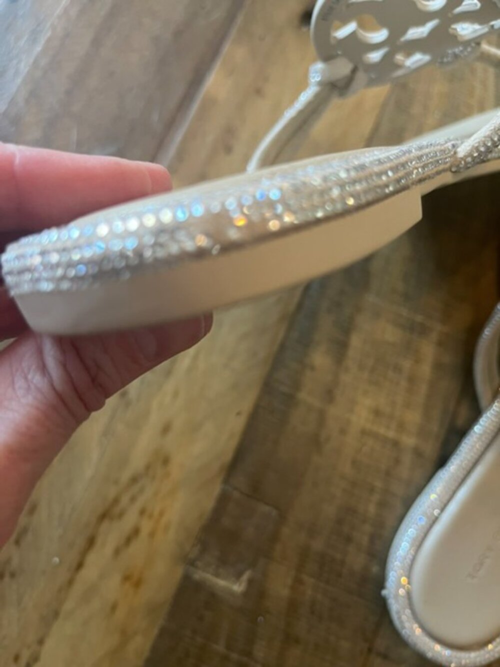 Tory Burch Pave Crystal Knotted Miller Sandals Size 8.5 Dark Clay Retail $300 - Picture 5 of 6